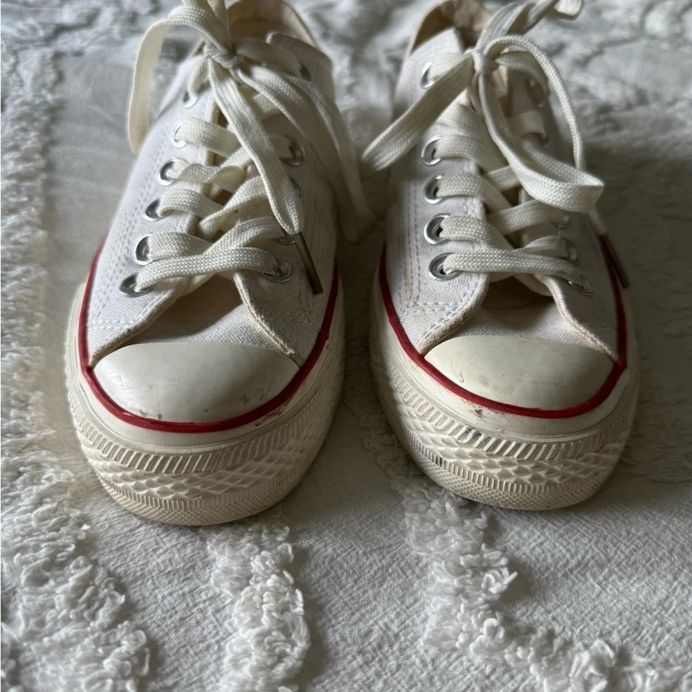 Converse White Sneakers with Red Accents
